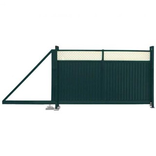 Ворота откатные Estet Plus 2,03х4,5 RAL 6005/1014, артикул Ворота откатные Grand Line Премиум Плюс 2х4,5